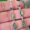 925 SOLID STERLING SILVER NATURAL LABRADORITE GEMSTONE HOOK EARRING