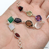 925 SOLID STERLING SILVER NATURAL GEMSTONES HANDMADE BRACELET,8 INCHES