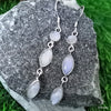 925 SOLID STERLING SILVER NATURAL RAINBOW MOONSTONE GEMSTONE HOOK EARRING