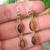 925 SOLID STERLING SILVER NATURAL TIGER EYE GEMSTONE HOOK EARRING