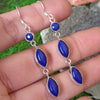 925 SOLID STERLING SILVER NATURAL LAPIS LAZULI GEMSTONE HOOK EARRING
