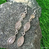 925 SOLID STERLING SILVER NATURAL ROSE QUARTZ GEMSTONE HOOK EARRING