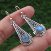 925 SOLID STERLING SILVER NATURAL LABRADORITE GEMSTONE HOOK EARRING