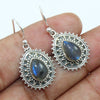 925 SOLID STERLING SILVER NATURAL LABRADORITE GEMSTONE HOOK EARRING