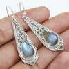 925 SOLID STERLING SILVER NATURAL LABRADORITE GEMSTONE HOOK EARRING