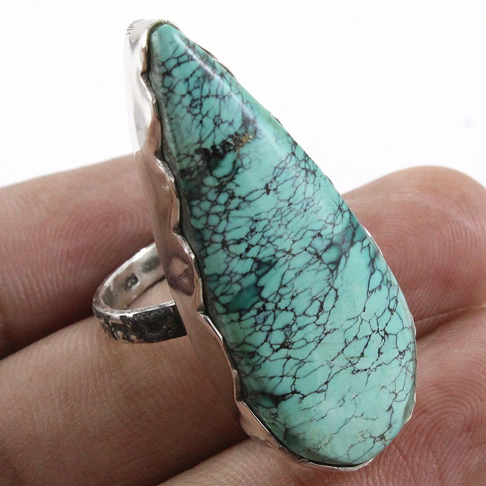 925 SOLID STERLING SILVER NATURAL TURQUOISE GEMSTONES HANDMADE RING, ALL SIZES AVAILABLE