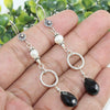 925 SOLID STERLING SILVER NATURAL BLACK ONYX GEMSTONE HOOK EARRING
