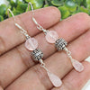 925 SOLID STERLING SILVER NATURAL ROSE QUARTZ GEMSTONE HOOK EARRING