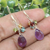 925 SOLID STERLING SILVER NATURAL AMETHYST GEMSTONE HOOK EARRING