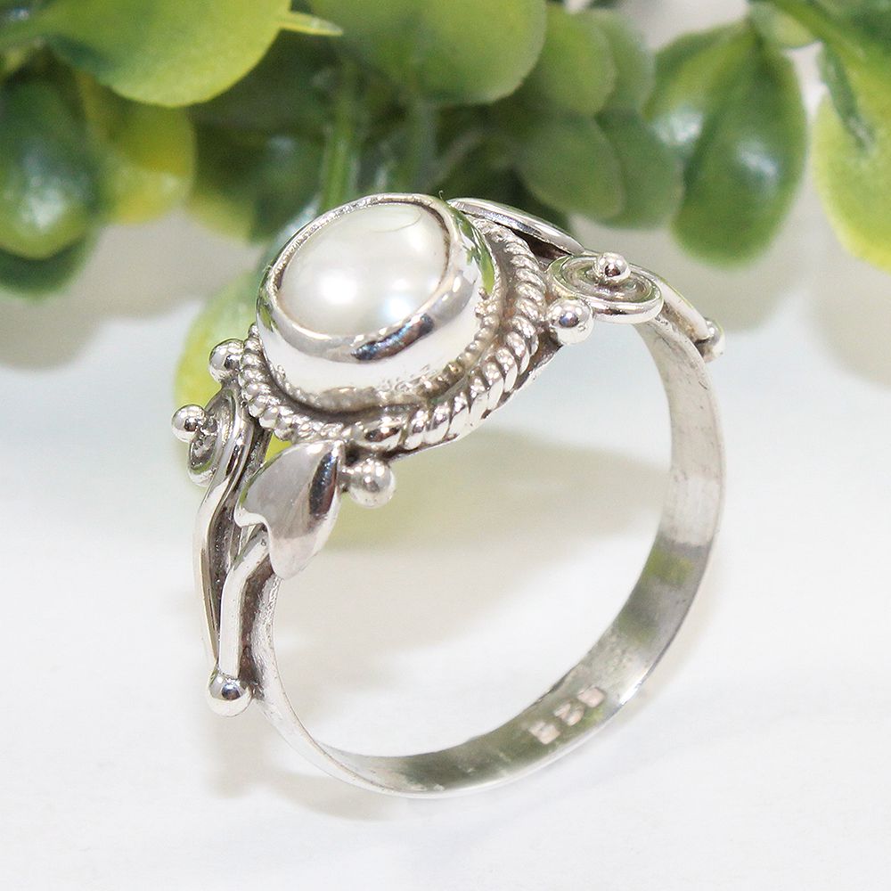 925 SOLID STERLING SILVER NATURAL Mother of Pearl GEMSTONES HANDMADE RING, ALL SIZES AVAILABLE