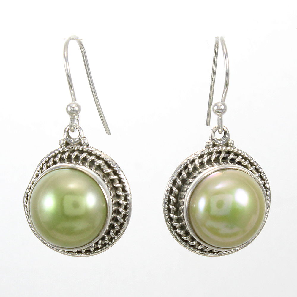 925 SOLID STERLING SILVER NATURAL MOTHER OF PEARL GEMSTONE HOOK EARRING