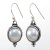 925 SOLID STERLING SILVER NATURAL MOTHER OF PEARL GEMSTONE HOOK EARRING