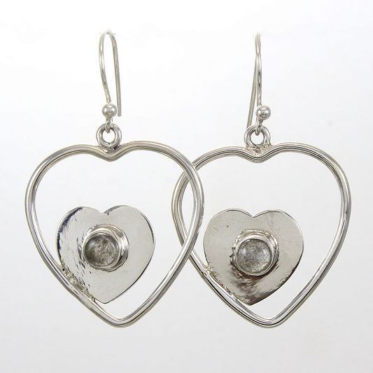 925 SOLID STERLING SILVER NATURAL LABRADORITE GEMSTONE HOOK EARRING