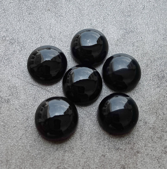 NATURAL BLACK ONYX CABOCHON ROUND SHAPE CALIBRATED GEMSTONES, ALL SIZES AVAILABLE