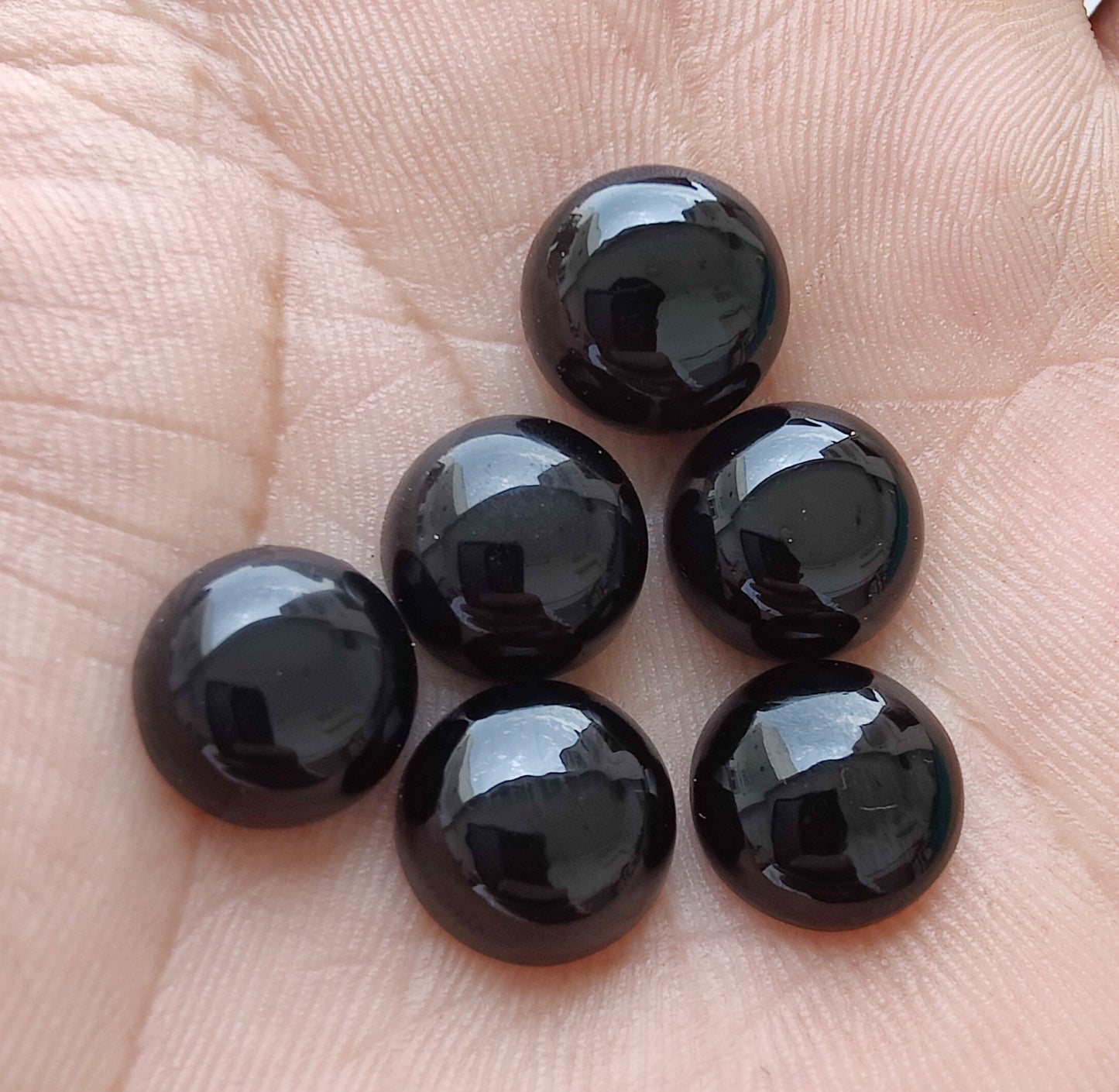NATURAL BLACK ONYX CABOCHON ROUND SHAPE CALIBRATED GEMSTONES, ALL SIZES AVAILABLE