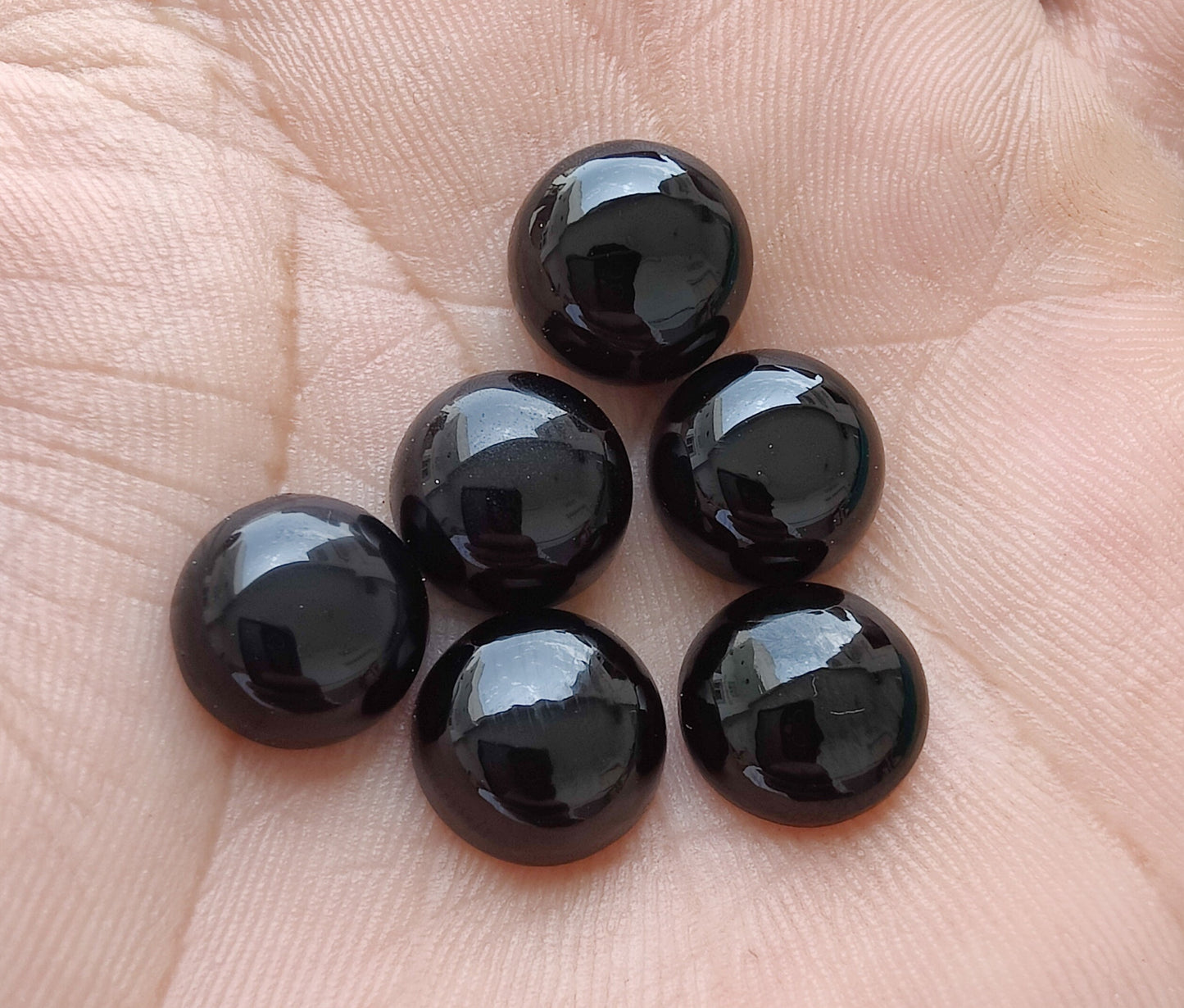 NATURAL BLACK ONYX CABOCHON ROUND SHAPE CALIBRATED GEMSTONES, ALL SIZES AVAILABLE