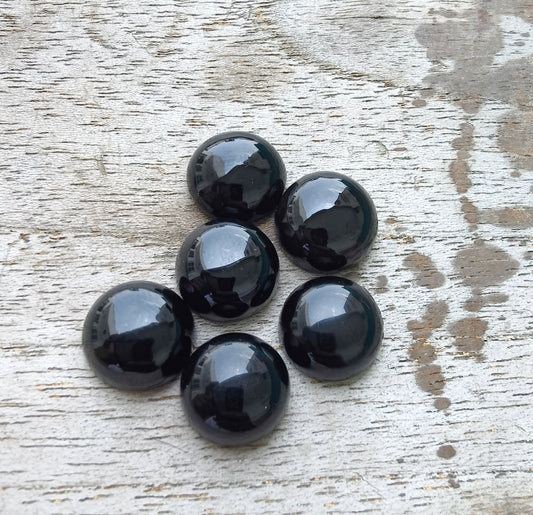 NATURAL BLACK ONYX CABOCHON ROUND SHAPE CALIBRATED GEMSTONES, ALL SIZES AVAILABLE