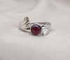Red Garnet 925 Sterling Silver Ring – Adjustable Leaf Design, Natural Gemstone January Birthstone Jewelry