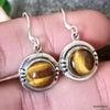 925 SOLID STERLING SILVER NATURAL TIGER EYE GEMSTONE HOOK EARRING