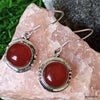 925 SOLID STERLING SILVER NATURAL RED ONYX GEMSTONE HOOK EARRING