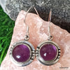 925 SOLID STERLING SILVER NATURAL PURPLE AMETHYST GEMSTONE HOOK EARRING