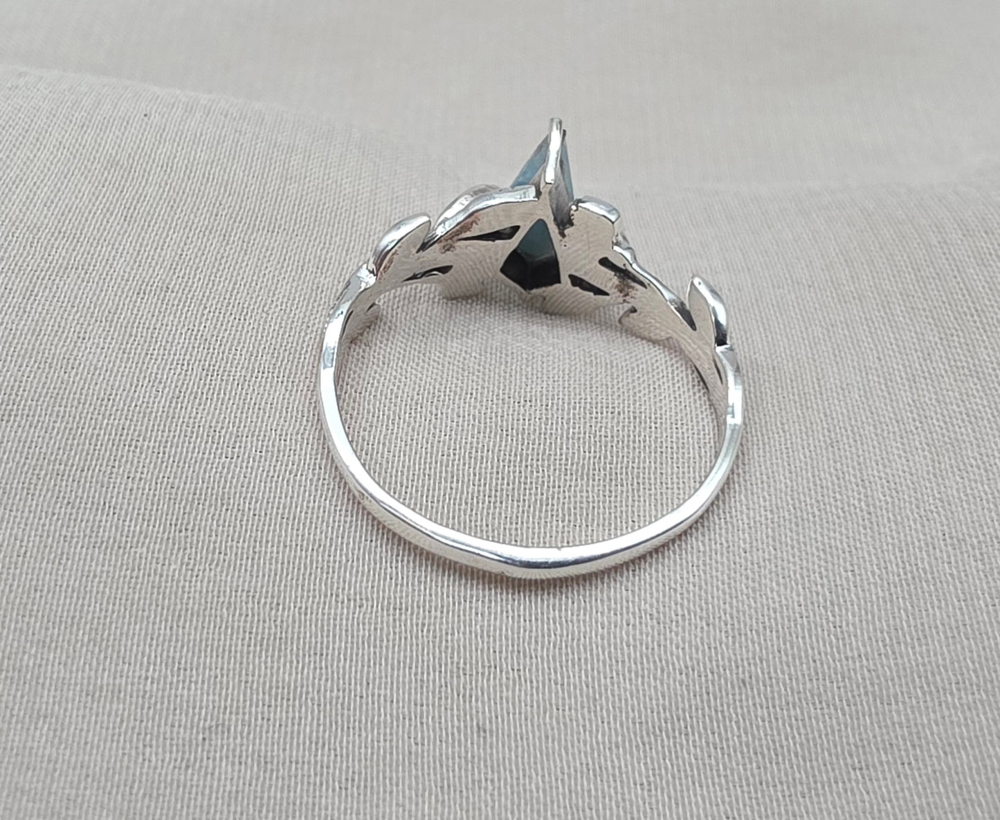 925 SOLID STERLING SILVER NATURAL LAPIS LAZULI GEMSTONE HANDMADE RING, LEAF DEGISN BRIDAL RING ALL SIZES AVAILABLE