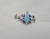 925 SOLID STERLING SILVER NATURAL AQUAMARINE GEMSTONE HANDMADE RING, LEAF DEGISN BRIDAL RING ALL SIZES AVAILABLE