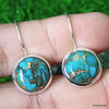 925 SOLID STERLING SILVER NATURAL BLUE COPPER TURQUOISE GEMSTONE HOOK EARRING
