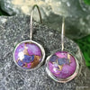 925 SOLID STERLING SILVER NATURAL PURPLE COPPER TURQUOISE GEMSTONE HOOK EARRING