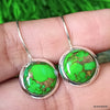925 SOLID STERLING SILVER NATURAL GREEN COPPER TURQUOISE GEMSTONE HOOK EARRING