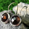 925 SOLID STERLING SILVER NATURAL SMOKY QUARTZ GEMSTONE HOOK EARRING