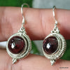 925 SOLID STERLING SILVER NATURAL GARNET GEMSTONE HOOK EARRING