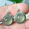 925 SOLID STERLING SILVER NATURAL GREEN AMETHYST GEMSTONE HOOK EARRING