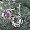 925 SOLID STERLING SILVER NATURAL AMETHYST GEMSTONE HOOK EARRING BIRTHDAY GIFT FOR GIRLS