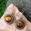 925 SOLID STERLING SILVER NATURAL TIGER EYE GEMSTONE HOOK EARRING