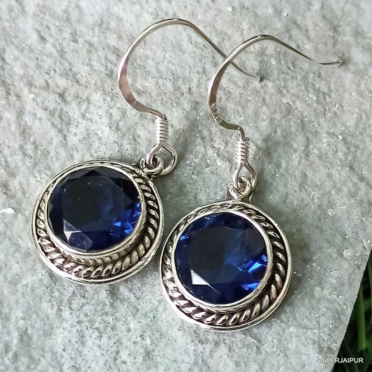 925 SOLID STERLING SILVER NATURAL KYANITE GEMSTONE HOOK EARRING