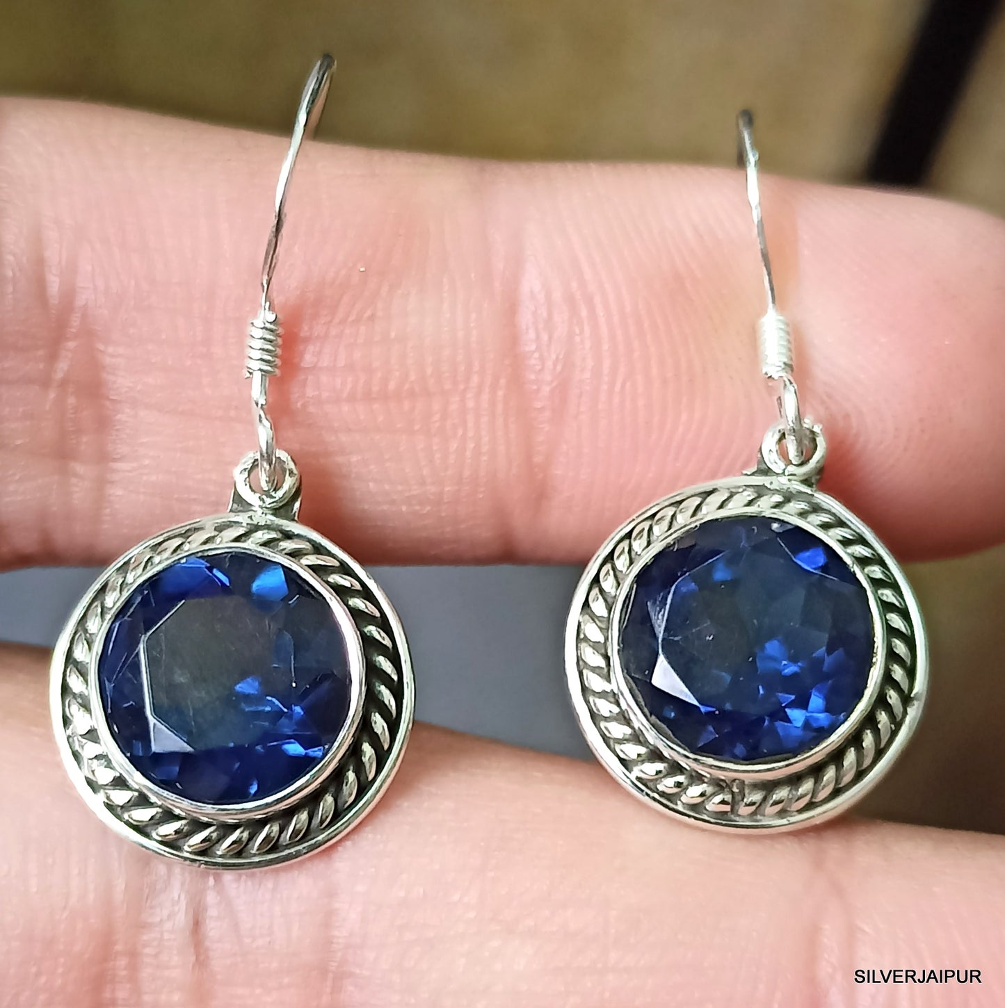 925 SOLID STERLING SILVER NATURAL KYANITE GEMSTONE HOOK EARRING