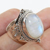 925 SOLID STERLING SILVER NATURAL RAINBOW MOONSTONE GEMSTONES HANDMADE RING, ALL SIZES AVAILABLE