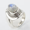 925 SOLID STERLING SILVER NATURAL RAINBOW MOONSTONE GEMSTONES HANDMADE RING, ALL SIZES AVAILABLE