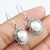 925 SOLID STERLING SILVER NATURAL MOTHER OF PEARL GEMSTONE HOOK EARRING