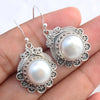 925 SOLID STERLING SILVER NATURAL MOTHER OF PEARL GEMSTONE HOOK EARRING