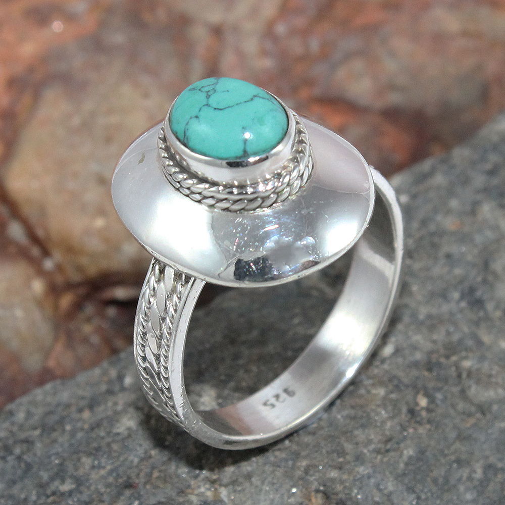 925 SOLID STERLING SILVER NATURAL TURQUOISE GEMSTONES HANDMADE RING, ALL SIZES AVAILABLE