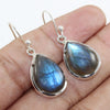 925 SOLID STERLING SILVER NATURAL LABRADORITE GEMSTONE HOOK EARRING