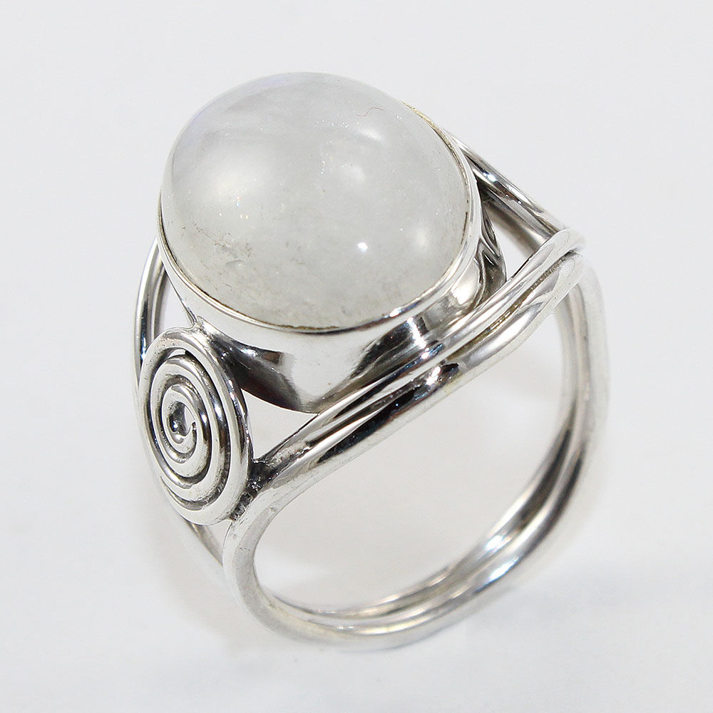 925 SOLID STERLING SILVER NATURAL RAINBOW MOONSTONE GEMSTONES HANDMADE RING, ALL SIZES AVAILABLE