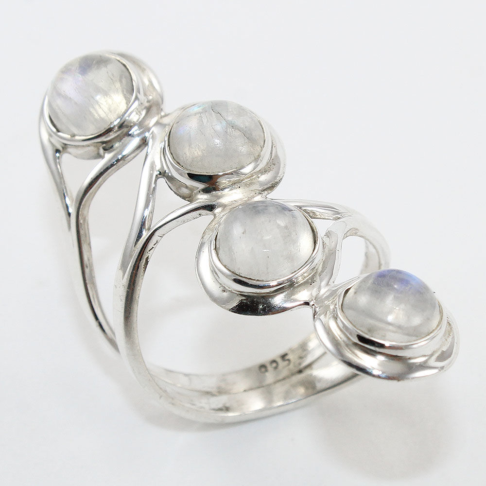 925 SOLID STERLING SILVER NATURAL RAINBOW MOONSTONE GEMSTONES HANDMADE RING, ALL SIZES AVAILABLE