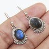 925 SOLID STERLING SILVER NATURAL LABRADORITE GEMSTONE HOOK EARRING