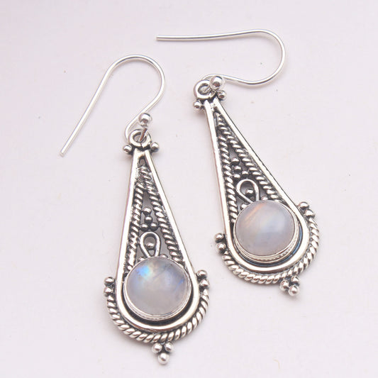 NATURAL RAINBOW MOONSTONE GEMSTONE 925 SOLID STERLING SILVER PENDANT