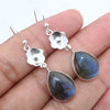 925 SOLID STERLING SILVER NATURAL LABRADORITE GEMSTONE HOOK EARRING