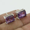 925 SOLID STERLING SILVER NATURAL PURPLE AMETHYST GEMSTONE STUD EARRING
