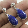 925 SOLID STERLING SILVER NATURAL LAPIS LAZULI GEMSTONE HOOP EARRING